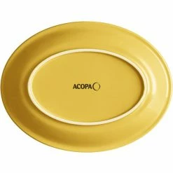 Acopa Capri 11 1/2" X 8 3/4" Citrus Yellow Oval Stoneware Coupe Platter - 12/Case -Rak Porcelain shop 2103315