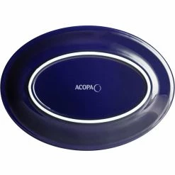 Acopa Capri 9 3/4" X 7" Deep Sea Cobalt Oval Stoneware Coupe Platter - 12/Case -Rak Porcelain shop 2103715
