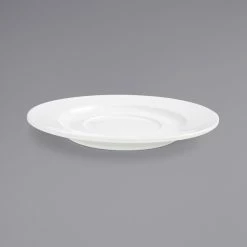 Front Of The House DCS035WHP23 Monaco 8" Bright White Wide Rim Round Porcelain Saucer - 12/Case