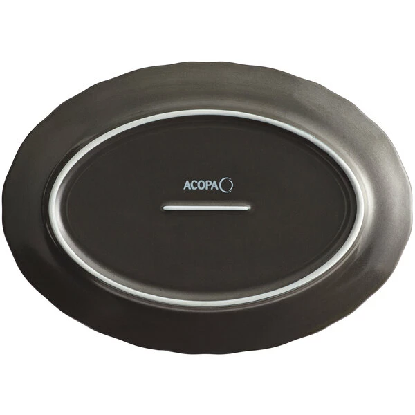 Acopa Condesa 9 3/4" X 7" Matte Finish Armor Gray Scalloped Wide Rim Porcelain Platter - 24/Case 3 Acopa Condesa 9 3/4" X 7" Matte Finish Armor Gray Scalloped Wide Rim Porcelain Platter - 24/Case - Image 3