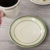 World Tableware VIC-2 Viceroy 6" Ivory (American White) Rolled Edge Stoneware Saucer With Green Bands - 36/Case