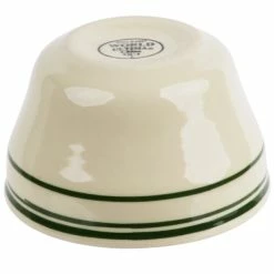 World Tableware VIC-4 Viceroy 7.25 Oz. Ivory (American White) Rolled Edge Stoneware Bouillon With Green Bands - 36/Case -Rak Porcelain shop 2113267