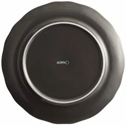 Acopa Condesa 12" Matte Finish Armor Gray Scalloped Wide Rim Porcelain Plate - 12/Case -Rak Porcelain shop 2113731