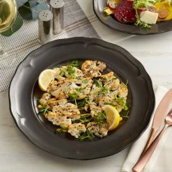 Acopa Condesa 12" Matte Finish Armor Gray Scalloped Wide Rim Porcelain Plate - 12/Case