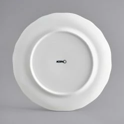 Acopa Condesa 12" Pearl White Scalloped Wide Rim Porcelain Plate - 12/Case -Rak Porcelain shop 2113831