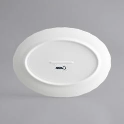 Acopa Condesa 11 1/2" X 8 1/4" Pearl White Scalloped Wide Rim Porcelain Platter - 12/Case -Rak Porcelain shop 2113833