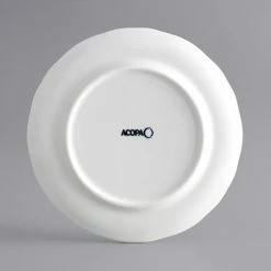 Acopa Condesa 8" Pearl White Scalloped Wide Rim Porcelain Plate - 24/Case -Rak Porcelain shop 2114826