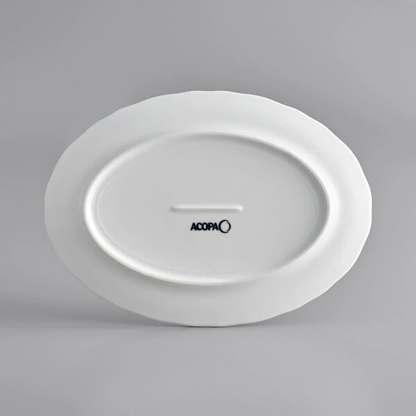 Acopa Condesa 9 3/4" X 7" Pearl White Scalloped Wide Rim Porcelain Platter - 24/Case 3 Acopa Condesa 9 3/4" X 7" Pearl White Scalloped Wide Rim Porcelain Platter - 24/Case - Image 3