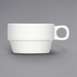 Bauscher By BauscherHepp 115218 B1100 6.1 Oz. Bright White Stackable Porcelain Cup - 12/Case
