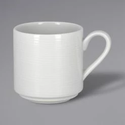 RAK Porcelain HMPASSC28V Helm 9.5 Oz. Bright White Embossed Porcelain Cup - 12/Case