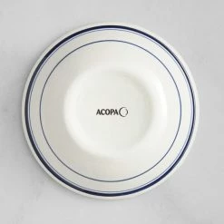 Acopa 4 Oz. Ivory (American White) Stoneware Fruit Dish With Blue Bands - 36/Case 6 Acopa 4 Oz. Ivory (American White) Stoneware Fruit Dish With Blue Bands - 36/Case -Rak Porcelain shop 2131319