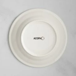 Acopa 7 1/8" Ivory (American White) Stoneware Wide Rim Plate With Green Bands - 36/Case -Rak Porcelain shop 2131321