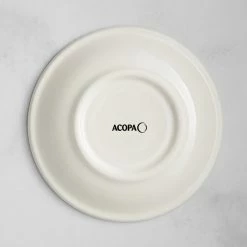 Acopa 6" Ivory (American White) Stoneware Saucer With Blue Bands - 36/Case -Rak Porcelain shop 2131338