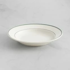 Acopa 26 Oz. Ivory (American White) Wide Rim Stoneware Pasta Bowl With Green Bands - 12/Case -Rak Porcelain shop 2131408