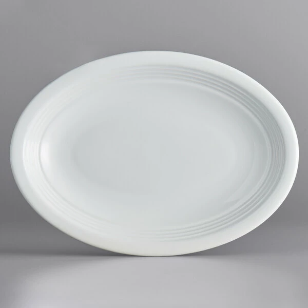 Sample - Acopa Capri 11 1/2" X 8 3/4" Coconut White Oval Stoneware Coupe Platter 2 Sample - Acopa Capri 11 1/2" X 8 3/4" Coconut White Oval Stoneware Coupe Platter - Image 2