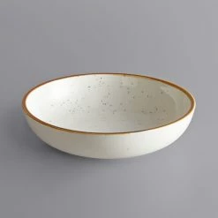 Acopa Keystone 8" Vanilla Bean Stoneware Coupe Low Bowl - 24/Case -Rak Porcelain shop 2140367