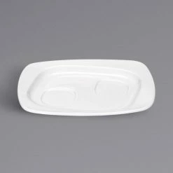 Bauscher By BauscherHepp 447109 Solutions 7 3/16" X 5 1/8" Bright White Rectangular Porcelain Saucer - 12/Case