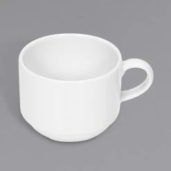 Bauscher By BauscherHepp 465125 Relation Today 8.45 Oz. Bright White Stackable Cup With Handle - 12/Case