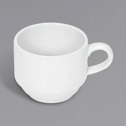 Bauscher By BauscherHepp 465118 Relation Today 6.08 Oz. Bright White Stackable Cup With Handle - 12/Case
