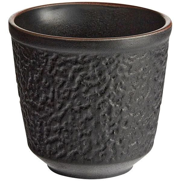 Acopa Heika 12 Oz. Black Matte Textured Stoneware Mug - 12/Case 2 Acopa Heika 12 Oz. Black Matte Textured Stoneware Mug - 12/Case - Image 2