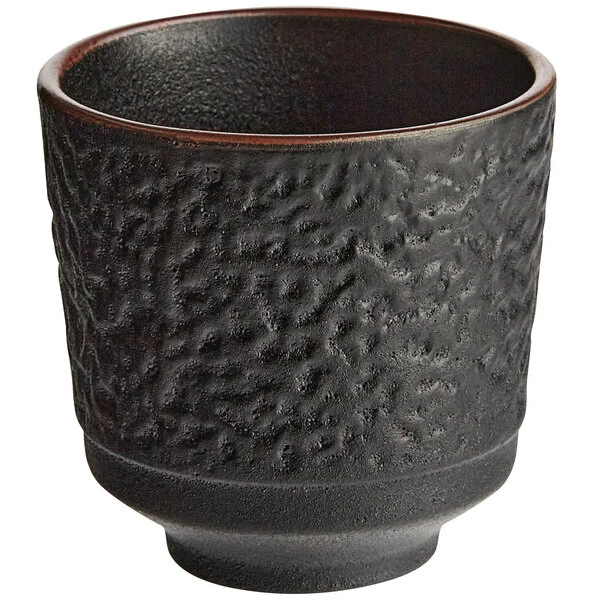 Acopa Heika 5 Oz. Black Matte Textured Stoneware Tea Cup - 12/Case 2 Acopa Heika 5 Oz. Black Matte Textured Stoneware Tea Cup - 12/Case - Image 2