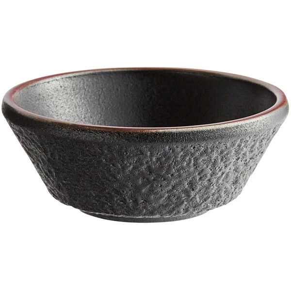 Acopa Heika 7 Oz. Black Matte Textured Stoneware Bowl - 12/Case 2 Acopa Heika 7 Oz. Black Matte Textured Stoneware Bowl - 12/Case - Image 2