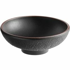 Acopa Heika 35 Oz. Black Matte Textured Stoneware Bowl - 12/Case -Rak Porcelain shop 2161473