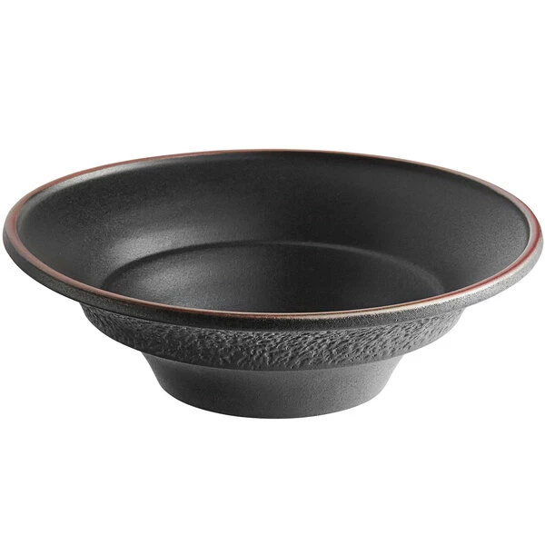 Acopa Heika 70 Oz. Black Matte Textured Wide Rim Stoneware Pasta Bowl - 6/Case 2 Acopa Heika 70 Oz. Black Matte Textured Wide Rim Stoneware Pasta Bowl - 6/Case - Image 2