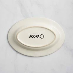Acopa Swell 11 3/4" X 8 1/4" Ivory (American White) Embossed Wide Rim Oval Stoneware Platter - 12/Case 6 Acopa Swell 11 3/4" X 8 1/4" Ivory (American White) Embossed Wide Rim Oval Stoneware Platter - 12/Case -Rak Porcelain shop 2165289