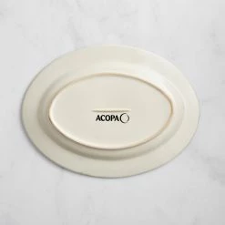 Acopa Swell 13 7/8" X 10 1/2" Ivory (American White) Embossed Wide Rim Oval Stoneware Platter - 12/Case 6 Acopa Swell 13 7/8" X 10 1/2" Ivory (American White) Embossed Wide Rim Oval Stoneware Platter - 12/Case -Rak Porcelain shop 2165291
