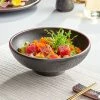 Acopa Heika 35 Oz. Black Matte Textured Stoneware Bowl - 12/Case