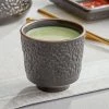 Acopa Heika 5 Oz. Black Matte Textured Stoneware Tea Cup - 12/Case