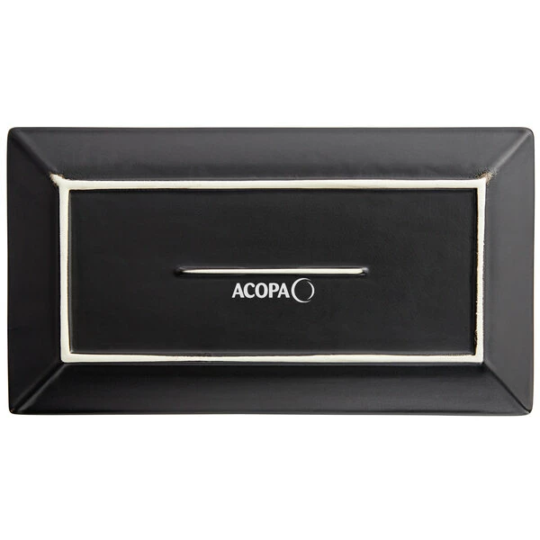 Acopa 13" X 7 1/4" Matte Black Rectangular Stoneware Platter - 12/Case 3 Acopa 13" X 7 1/4" Matte Black Rectangular Stoneware Platter - 12/Case - Image 3
