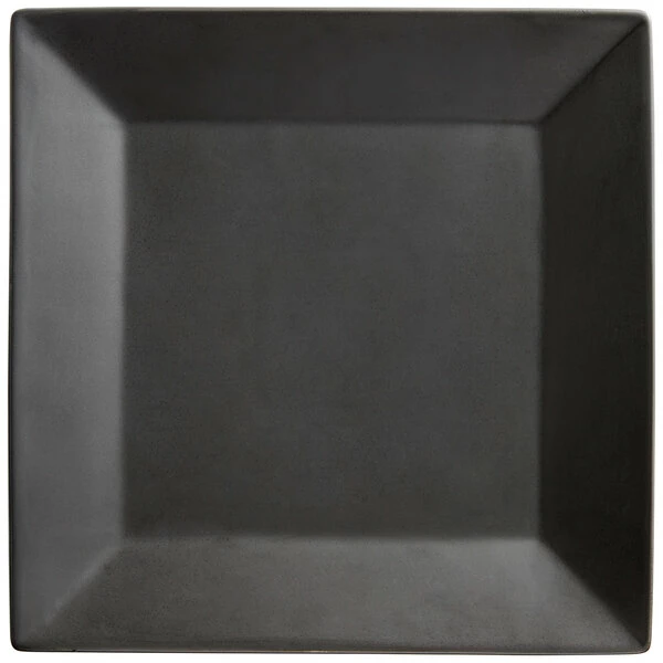 Acopa 10" Matte Black Square Stoneware Plate - 12/Case 2 Acopa 10" Matte Black Square Stoneware Plate - 12/Case - Image 2
