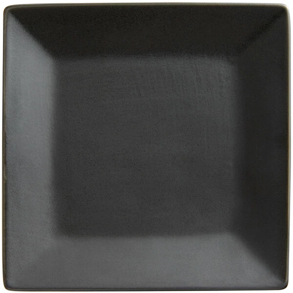 Acopa 6" Matte Black Square Stoneware Plate - 36/Case 2 Acopa 6" Matte Black Square Stoneware Plate - 36/Case - Image 2