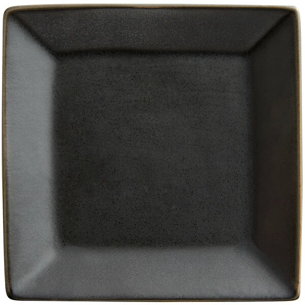 Acopa 4" Matte Black Square Stoneware Plate - 12/Pack 2 Acopa 4" Matte Black Square Stoneware Plate - 12/Pack - Image 2