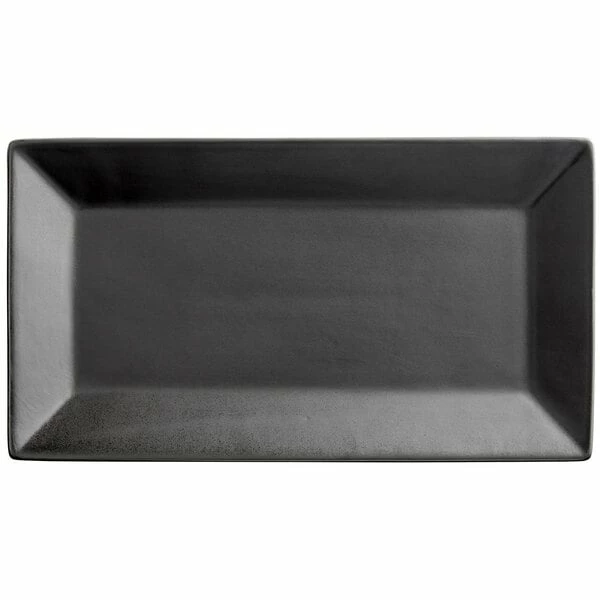 Acopa 11 1/2" X 6 1/4" Matte Black Rectangular Stoneware Platter - 12/Case 2 Acopa 11 1/2" X 6 1/4" Matte Black Rectangular Stoneware Platter - 12/Case - Image 2