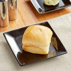 Acopa 5" Glossy Black Square Stoneware Plate - 8/Pack