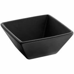 Alternative view of Acopa 8 Oz. Matte Black Square Stoneware Bowl - 12/Pack