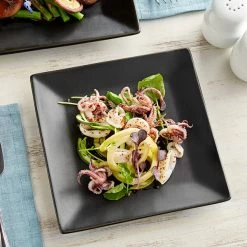 Acopa 7" Matte Black Square Stoneware Plate - 36/Case