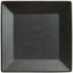 Alternative view of Acopa 8" Matte Black Square Stoneware Plate - 4/Pack
