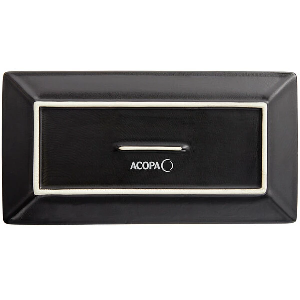 Acopa 8 1/2" X 4 1/2" Matte Black Rectangular Stoneware Platter - 6/Pack 3 Acopa 8 1/2" X 4 1/2" Matte Black Rectangular Stoneware Platter - 6/Pack - Image 3