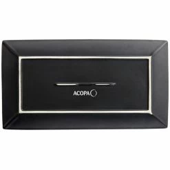 Acopa 14 1/2" X 8 1/4" Matte Black Rectangular Stoneware Platter - 3/Pack -Rak Porcelain shop 2174124