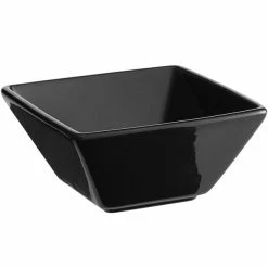 Alternative view of Acopa 8 Oz. Glossy Black Square Stoneware Bowl - 12/Pack