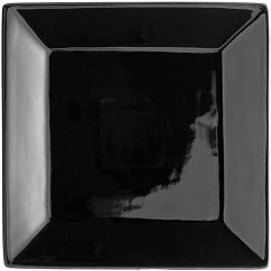 Alternative view of Acopa 8" Glossy Black Square Stoneware Plate - 4/Pack