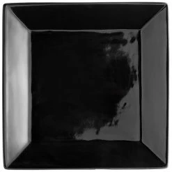 Alternative view of Acopa 9 1/4" Glossy Black Square Stoneware Plate - 3/Pack