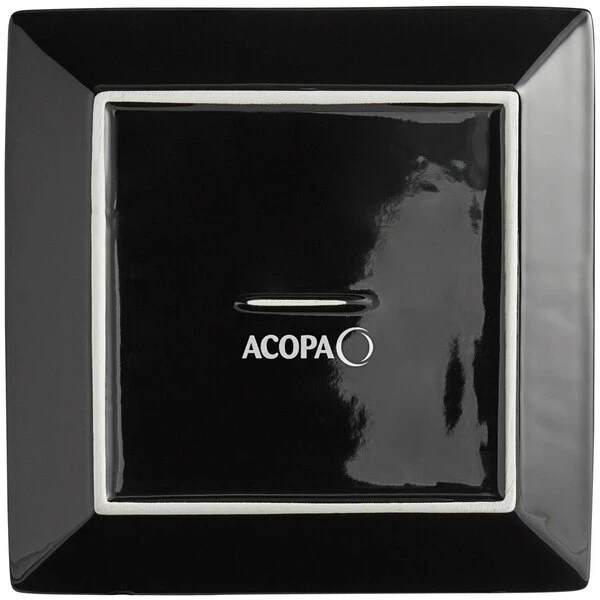 Acopa 9 1/4" Glossy Black Square Stoneware Plate - 3/Pack 3 Acopa 9 1/4" Glossy Black Square Stoneware Plate - 3/Pack - Image 3