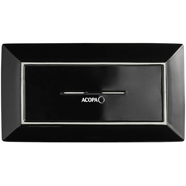 Acopa 14 1/2" X 8 1/4" Glossy Black Rectangular Stoneware Platter - 3/Pack 3 Acopa 14 1/2" X 8 1/4" Glossy Black Rectangular Stoneware Platter - 3/Pack - Image 3