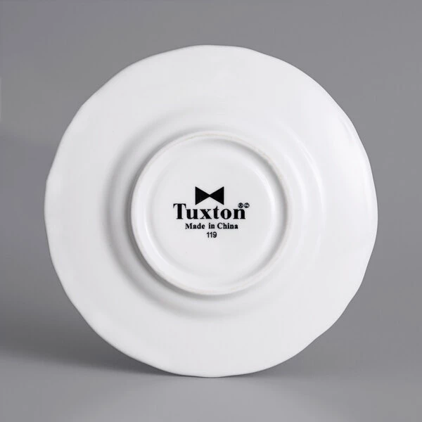 Tuxton SCE-050 TuxTrendz Charleston Bright White 5 1/2" Scalloped Edge China Demitasse Saucer - 36/Case 2 Tuxton SCE-050 TuxTrendz Charleston Bright White 5 1/2" Scalloped Edge China Demitasse Saucer - 36/Case - Image 2