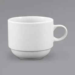 Fortessa Tableware Solutions Fortessa 6200.F0000.10 Ilona 8 Oz. Bright White Stackable China Cup - 48/Case